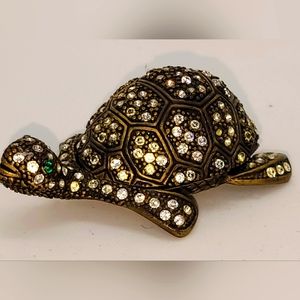 Turtle Brass & Crystal Box